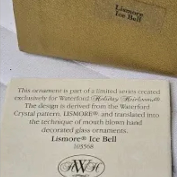 Waterford Lismore Holiday Heirloom ICE BELL. Ornament.  Lismore Since 1952. - Picture 10 of 12
